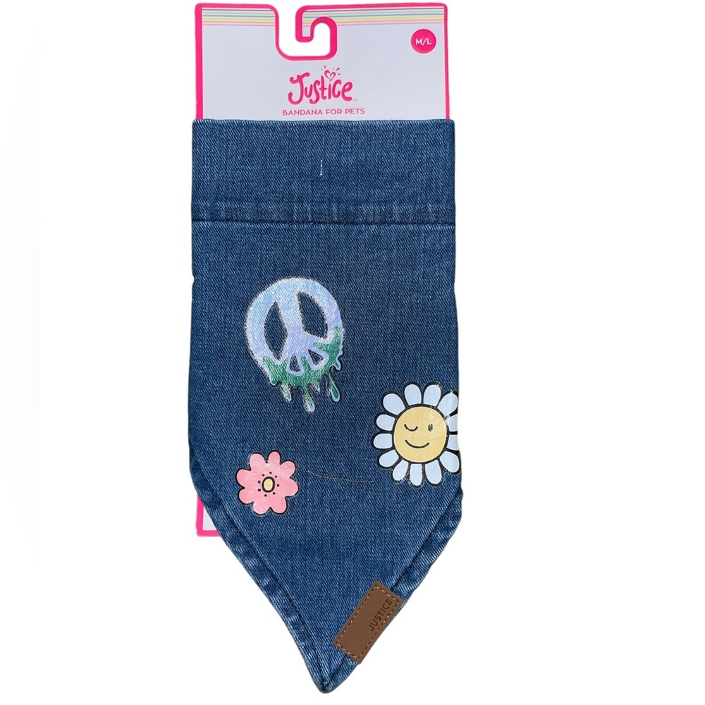 Justice Pet Retro Denim Bandana size M/L